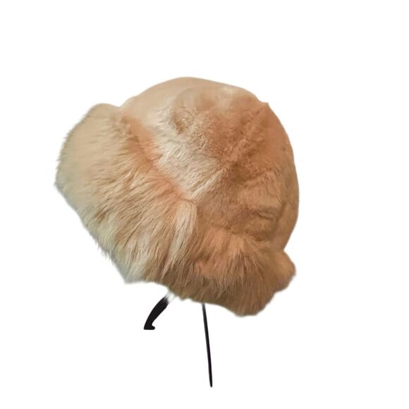 Beige/Light Tan Faux Fur Wide Brim Winter Hat - Picture 3 of 5